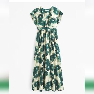Elegant Green Twist-Front Midi Dress